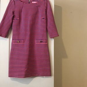 Lilly Pulitzer coral and blue striped dress